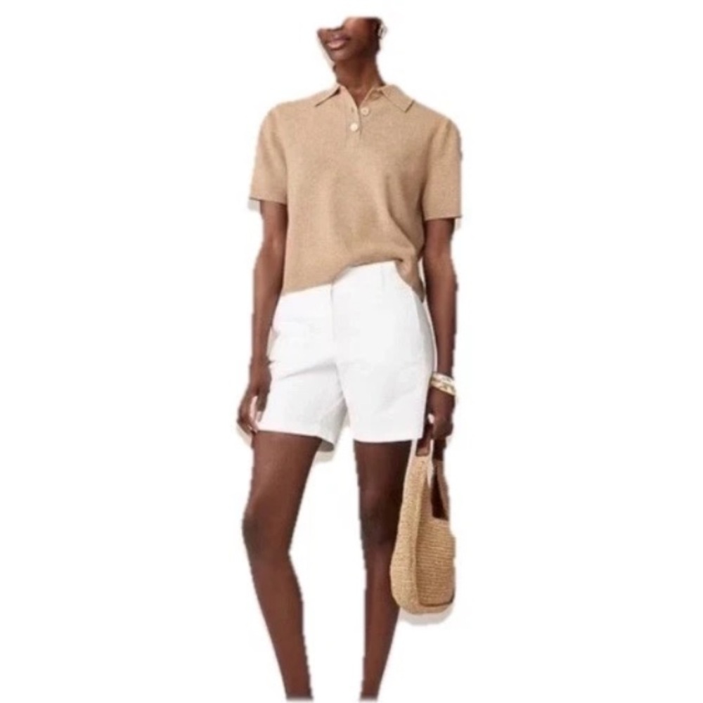 NWT J. CREW 7” Cotton Chino Shorts Solid White Pockets Women’s Casual Size 12